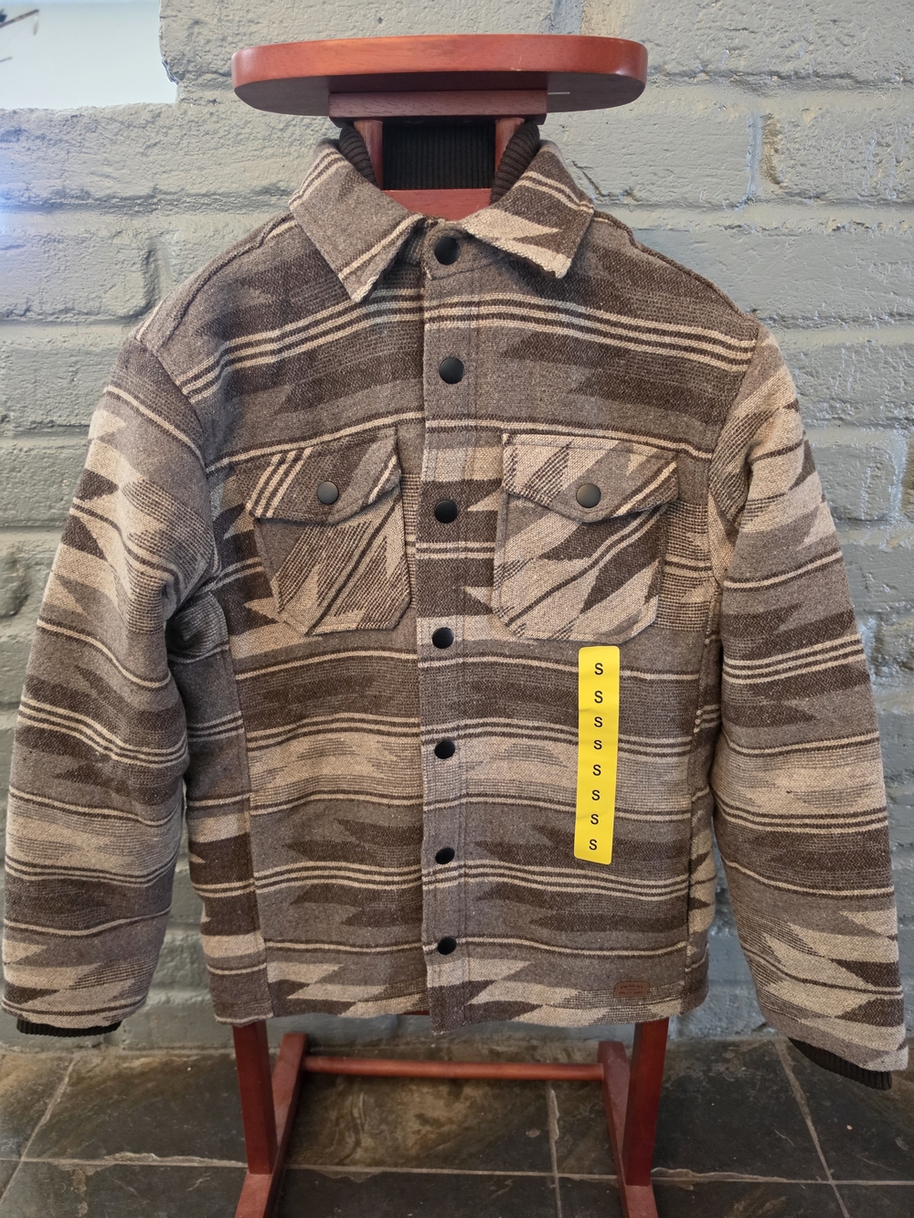 Jachs Brown & Tan Striped Snap-Front Shirt Jacket